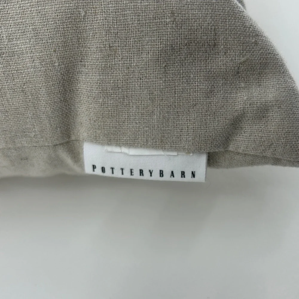 Pottery Barn Love Is Love Graphic Throw Pillow Oatmeal Linen Blend Square Accent